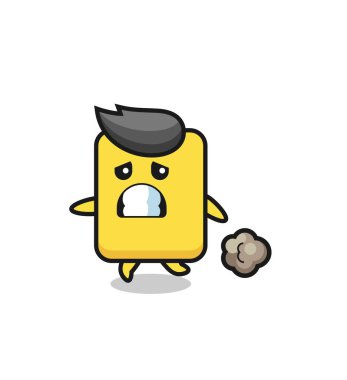 illustration of the yellow card running in fear , cute style design for t shirt, sticker, logo element