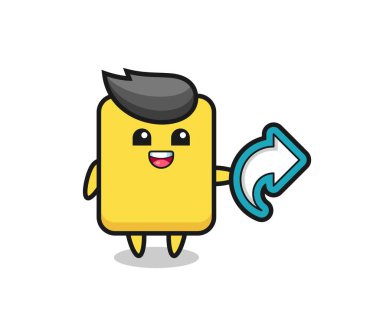 cute yellow card hold social media share symbol , cute style design for t shirt, sticker, logo element