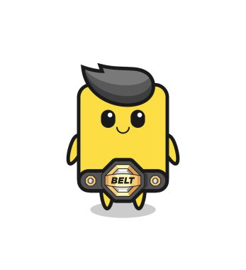 the MMA fighter yellow card mascot with a belt , cute style design for t shirt, sticker, logo element