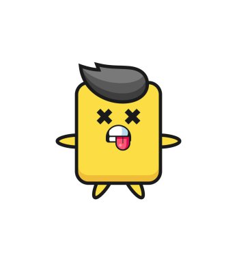 character of the cute yellow card with dead pose , cute style design for t shirt, sticker, logo element