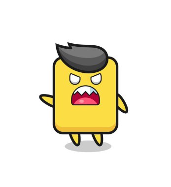 cute yellow card cartoon in a very angry pose , cute style design for t shirt, sticker, logo element