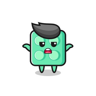 brick toy mascot character saying I do not know , cute style design for t shirt, sticker, logo element