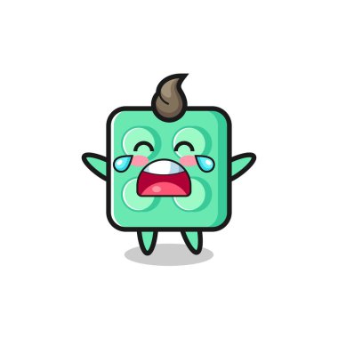 the illustration of crying brick toy cute baby , cute style design for t shirt, sticker, logo element