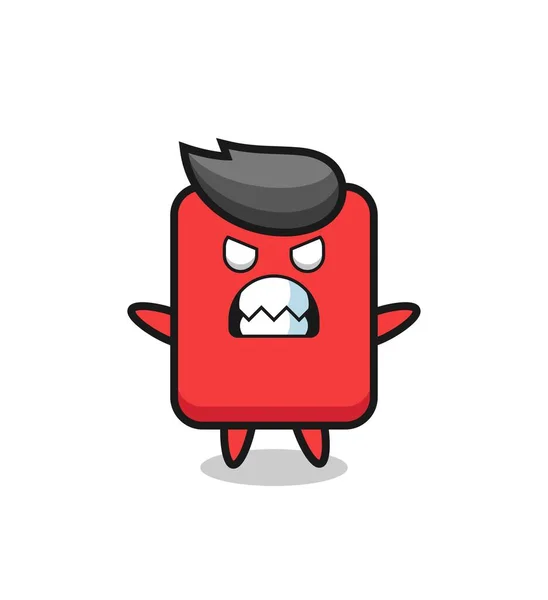 Wrathful Expression Red Card Mascot Character Cute Style Design Shirt — Stok Vektör