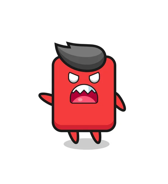 Cute Red Card Cartoon Very Angry Pose Cute Style Design — Vector de stock
