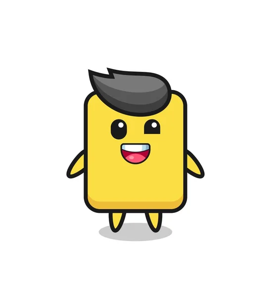 Illustration Yellow Card Character Awkward Poses Cute Style Design Shirt —  Vetores de Stock