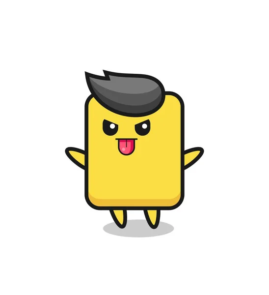 Naughty Yellow Card Character Mocking Pose Cute Style Design Shirt — ストックベクタ