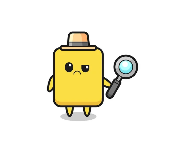 Mascot Cute Yellow Card Detective Cute Style Design Shirt Sticker — Vetor de Stock