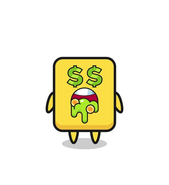 Yellow Card Character Expression Crazy Money Cute Style Design Shirt — Wektor stockowy