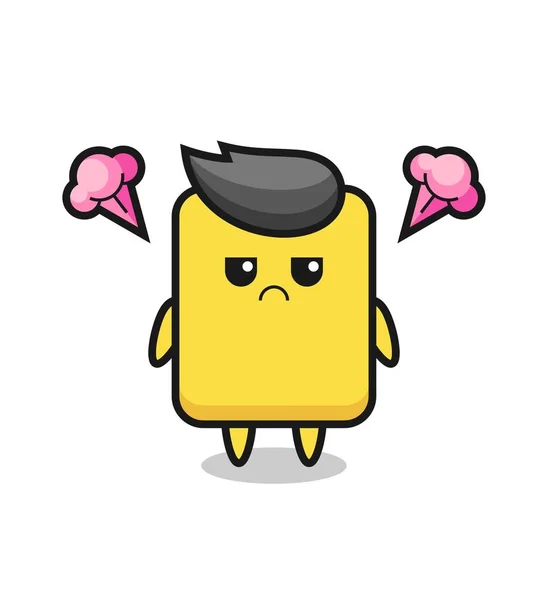 Annoyed Expression Cute Yellow Card Cartoon Character Cute Style Design — ストックベクタ