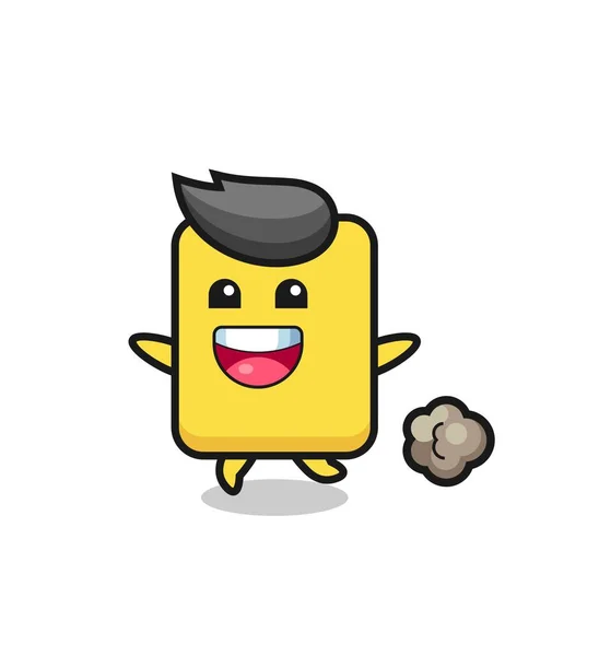 Happy Yellow Card Cartoon Running Pose Cute Style Design Shirt — Stockový vektor
