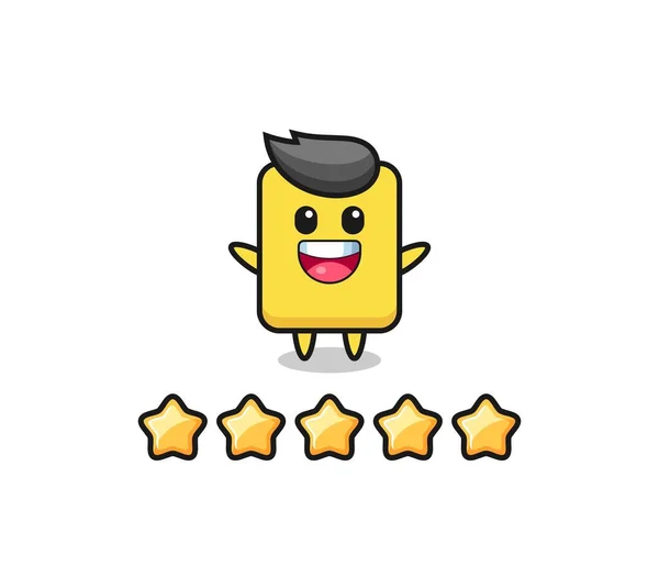 Illustration Customer Best Rating Yellow Card Cute Character Stars Cute — Archivo Imágenes Vectoriales