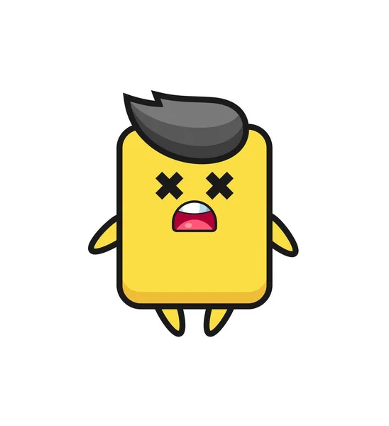 Dead Yellow Card Mascot Character Cute Style Design Shirt Sticker — Vettoriale Stock