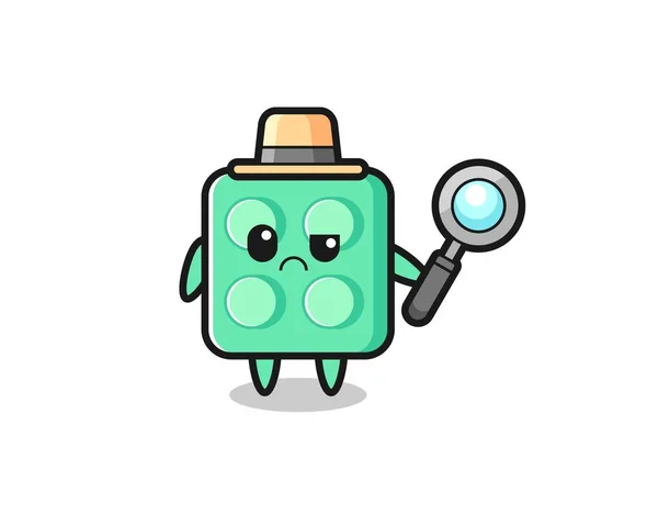 Mascot Cute Brick Toy Detective Cute Style Design Shirt Sticker — Wektor stockowy