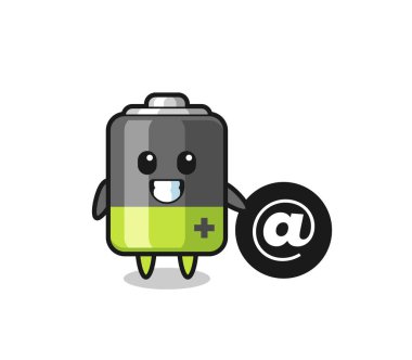 Tişört, çıkartma, logo elementi için şirin bir tasarım sembolü olan at sembolünün yanında duran bataryanın çizgi film çizimi