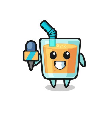 Haber spikeri olarak portakal suyunun karakter maskotu tişört, çıkartma ve logo elementi için şirin bir tasarım.