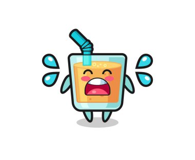 Ağlama hareketli portakal suyu çizimi tişört, etiket, logo elementi için şirin bir tasarım.