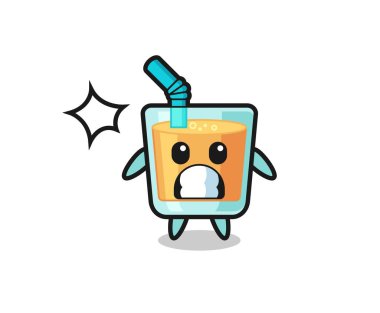 Şok edici jestli portakal suyu karakteri. Tişört, çıkartma, logo elementi için şirin bir tasarım.