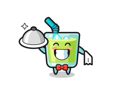 Garson olarak kavun suyunun karakteristik maskotu, tişört, çıkartma, logo elementi için şirin bir tasarım.