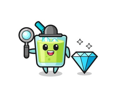 Elmas işlemeli kavun suyu karakteri tasviri. Tişört, çıkartma, logo elementi için hoş bir tasarım.