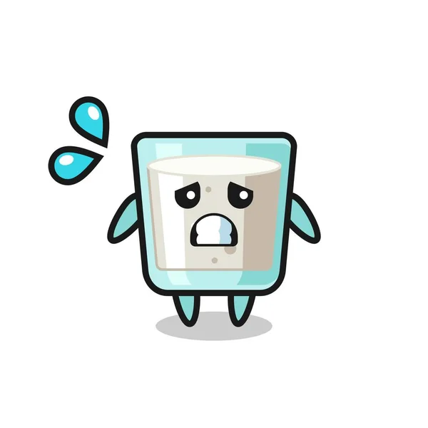 Milk Mascot Character Afraid Gesture Cute Style Design Shirt Sticker — Stock Vector
