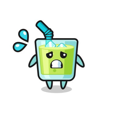 karpuz suyu maskotu karakteri korkmuş jest, tişört, çıkartma, logo elementi için şirin tasarım