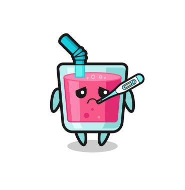 Ateşli çilek suyu maskotu karakteri, tişört, çıkartma, logo elementi için şirin bir tasarım.