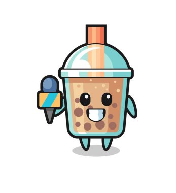 Haber spikeri olarak baloncuk çayının karakteristik maskotu, tişört, çıkartma, logo elementi için şirin bir tasarım.