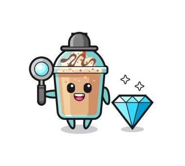 Elmas desenli milkshake karakteri tasviri. Tişört, çıkartma, logo elementi için hoş bir tasarım.