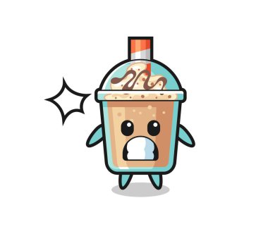 Şok edici jestli milkshake karakteri çizgi filmi, tişört, çıkartma, logo elementi için şirin tasarım.