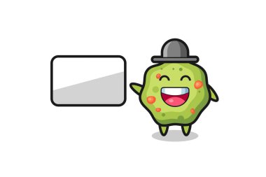 kusmuk çizgi film çizimi sunum yapıyor, tişört, etiket, logo ögesi için şirin bir tasarım.