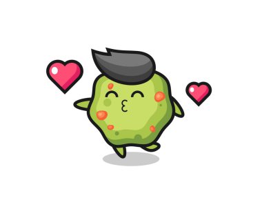 Öpücük jestli kusmuk karakteri, tişört, çıkartma, logo elementi için şirin tasarım.