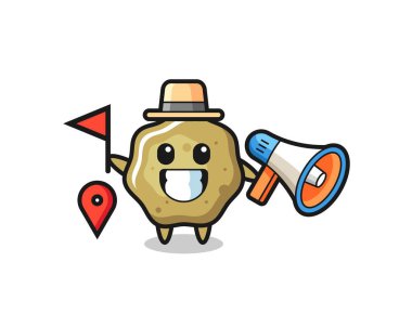 Tur rehberi olarak gevşek taburelerin çizgi filmi, tişört, etiket, logo elementi için şirin bir tasarım.