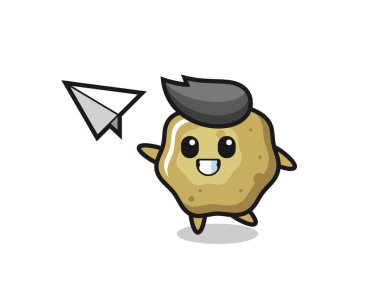 Gevşek tabure çizgi film karakteri kağıt uçak fırlatma, tişört, çıkartma, logo elementi için şirin tasarım