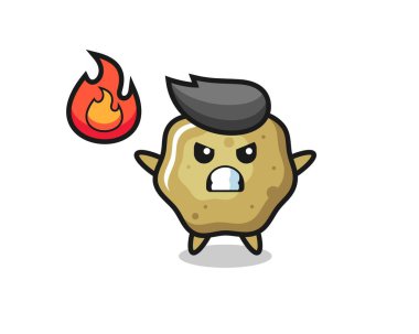 Gevşek tabure karakterli kızgın jest, tişört, çıkartma, logo elementi için şirin tasarım.