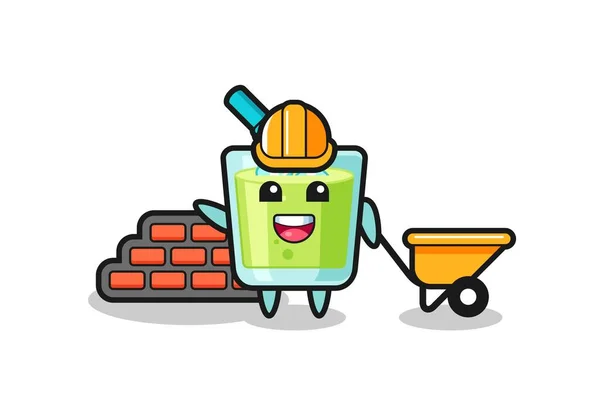 Cartoon Caractère Jus Melon Comme Constructeur Conception Style Mignon Pour — Image vectorielle