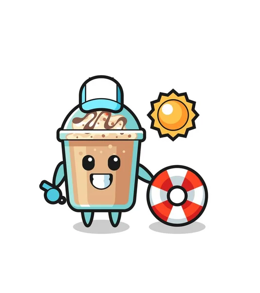 Mascote Desenhos Animados Milkshake Como Guarda Praia Design Estilo Bonito —  Vetores de Stock