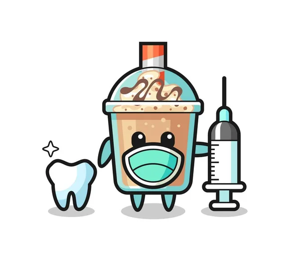 Personaje Mascota Del Batido Como Dentista Diseño Estilo Lindo Para — Vector de stock