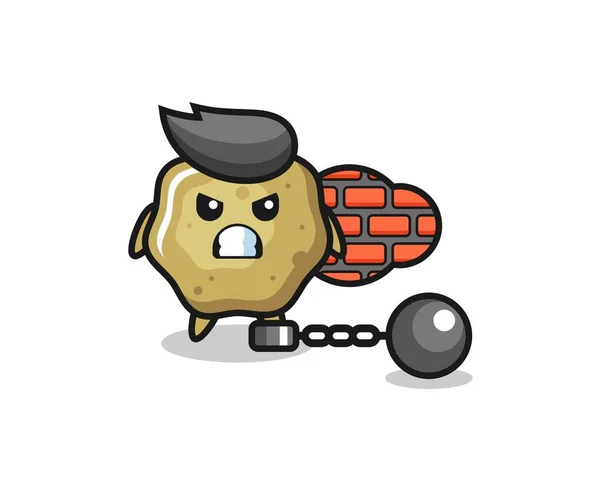 囚人としての緩いスツールのキャラクターマスコット Tシャツ ステッカー ロゴ要素のためのかわいいスタイルのデザイン — ストックベクタ