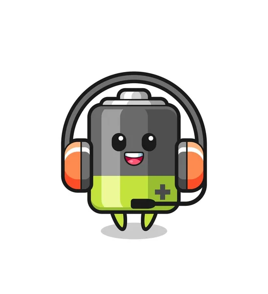 Mascote Dos Desenhos Animados Bateria Como Serviço Cliente Design Estilo — Vetor de Stock
