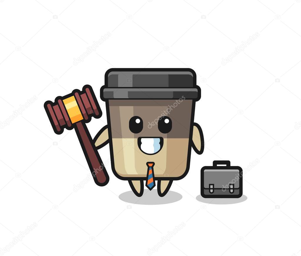 Illustration of coffee cup mascot as a lawyer , cute style design for t shirt, sticker, logo element