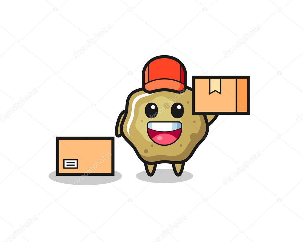 Mascot Illustration of loose stools as a courier , cute style design for t shirt, sticker, logo element
