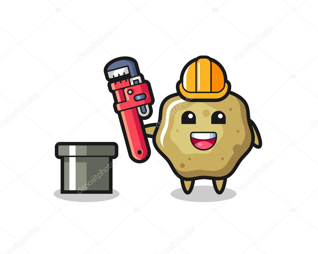 Character Illustration of loose stools as a plumber , cute style design for t shirt, sticker, logo element