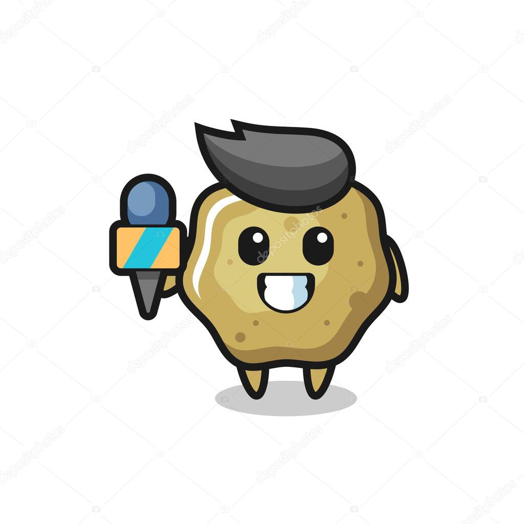 Character mascot of loose stools as a news reporter , cute style design for t shirt, sticker, logo element