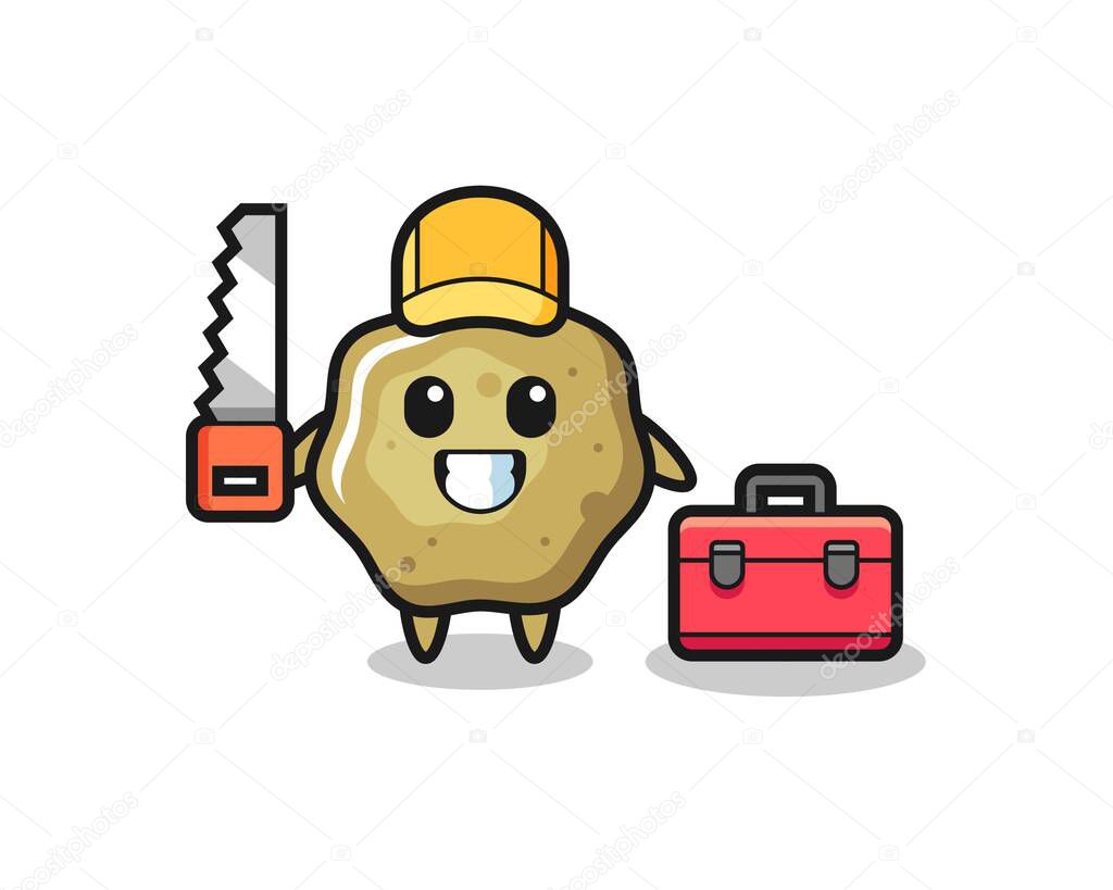 Illustration of loose stools character as a woodworker , cute style design for t shirt, sticker, logo element