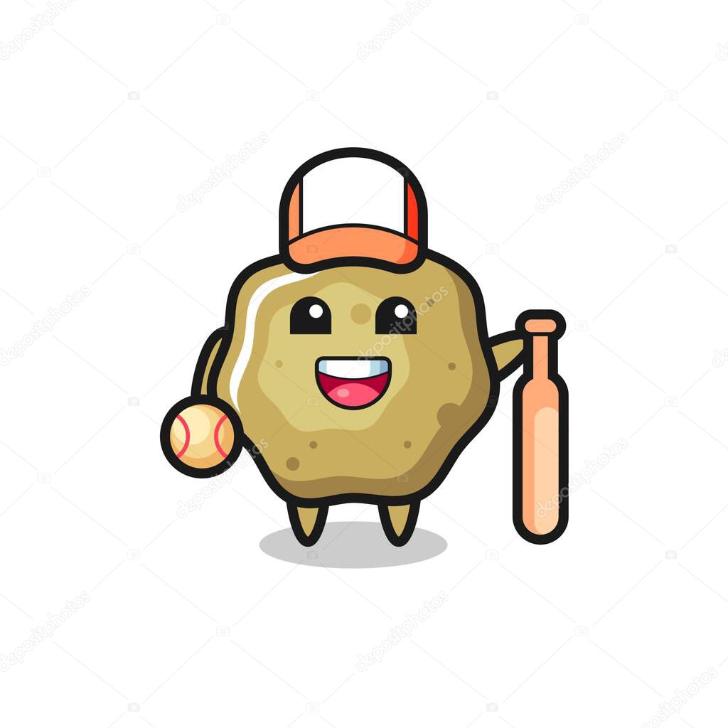 Cartoon character of loose stools as a baseball player , cute style design for t shirt, sticker, logo element