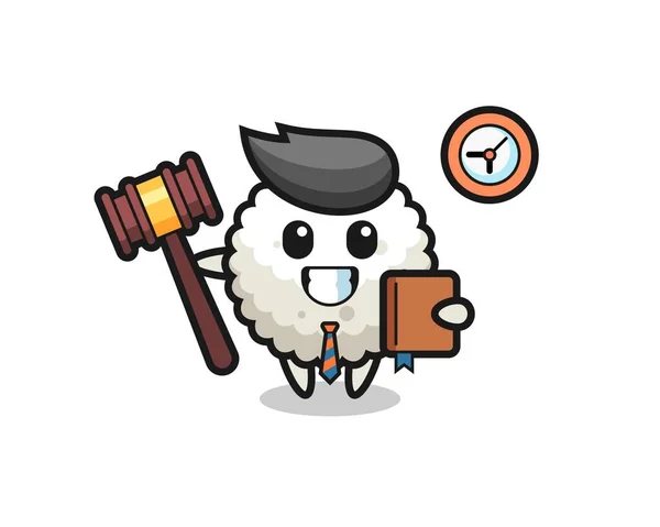 Mascot Cartoon Rice Ball Judge Cute Style Design Shirt Sticker — Stock Vector