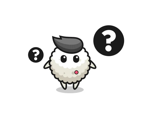 Cartoon Illustration Rice Ball Question Mark Cute Style Design Shirt — Stock Vector