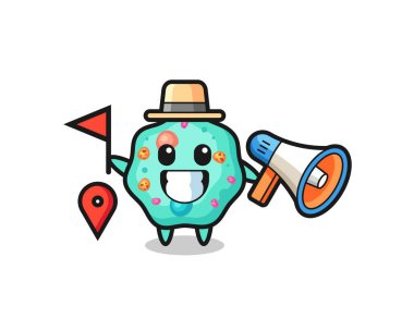 Tur rehberi olarak amiplerin çizgi filmi, tişört, etiket, logo elementi için şirin bir tasarım.