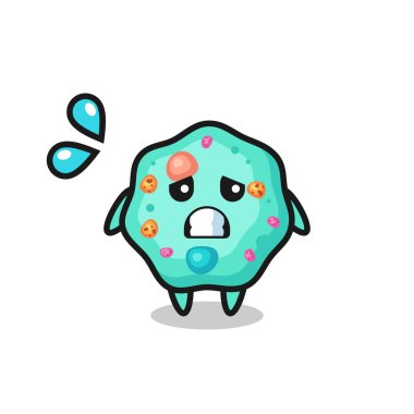 Amoeba maskot karakteri korkmuş jest, tişört, çıkartma, logo elementi için şirin tasarım
